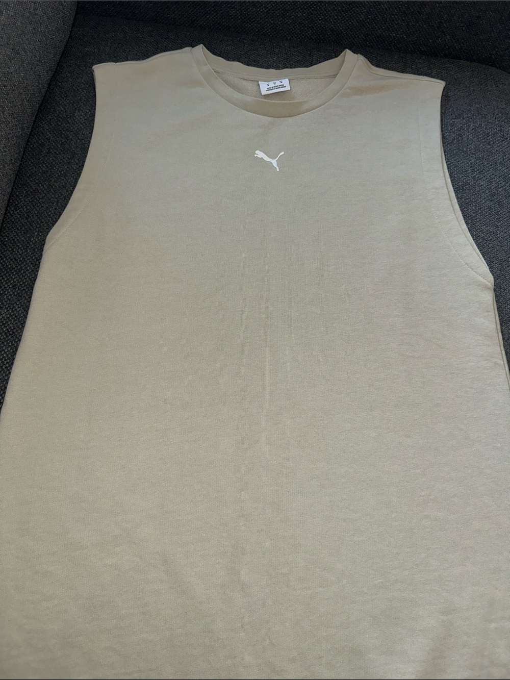 Puma Sleeveless mini athletic dress in Beige with White Logo